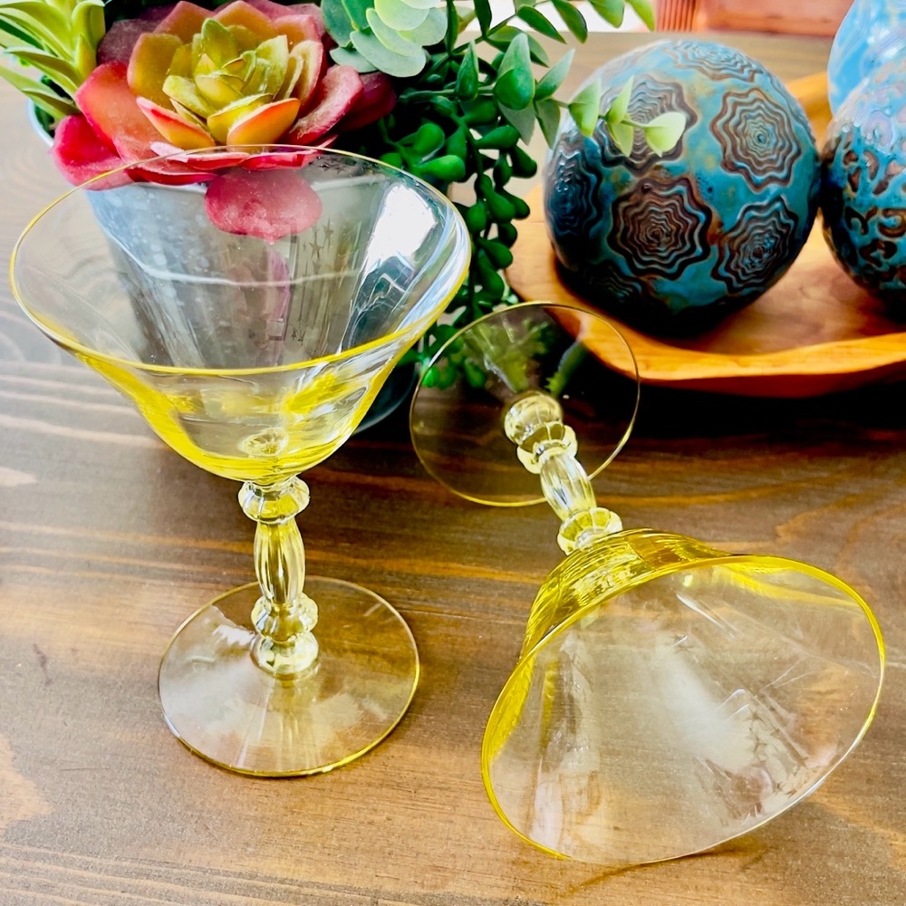 Pair of Fostoria Depression Glass Champagne Glasses